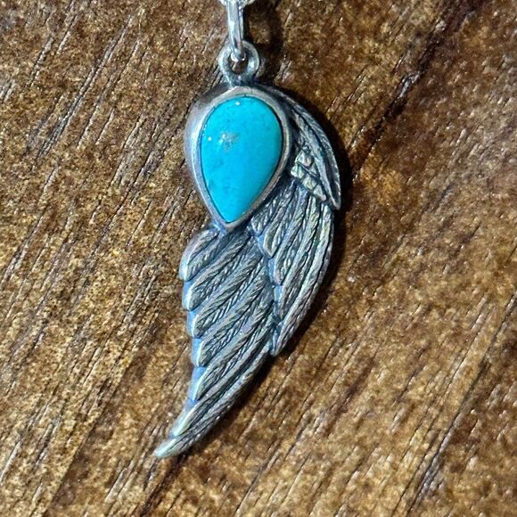 Native American Eagle Turquoise Necklace, Genuine Sterling Silver & Turquoise S - Picture 12 of 15